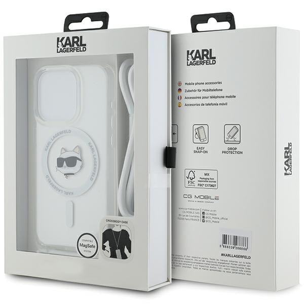 MagSafe torbica za Apple iPhone 14 Pro Max, Karl Lagerfeld, IML Crossbody Choupette's Head with Strap, Prozirna