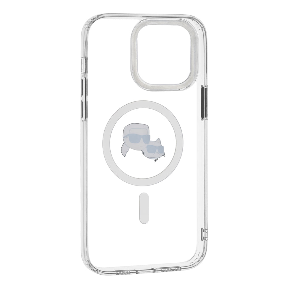 Futrola MagSafe za Apple iPhone 14 Pro Max, Karl Lagerfeld, IML Metal Karl & Choupette's Heads, Bijela