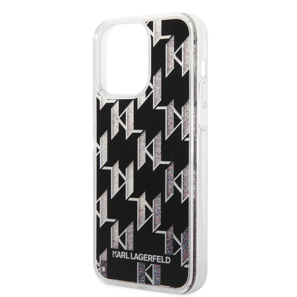 Futrola MagSafe za Apple iPhone 14 Pro Max, Karl Lagerfeld, Monogram Liquid Glitter, Crna