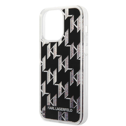 Futrola MagSafe za Apple iPhone 14 Pro Max, Karl Lagerfeld, Monogram Liquid Glitter, Crna