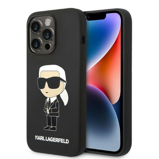 Futrola MagSafe za Apple iPhone 14 Pro Max, Karl Lagerfeld, Silikonska Ikonik Karl, Crna