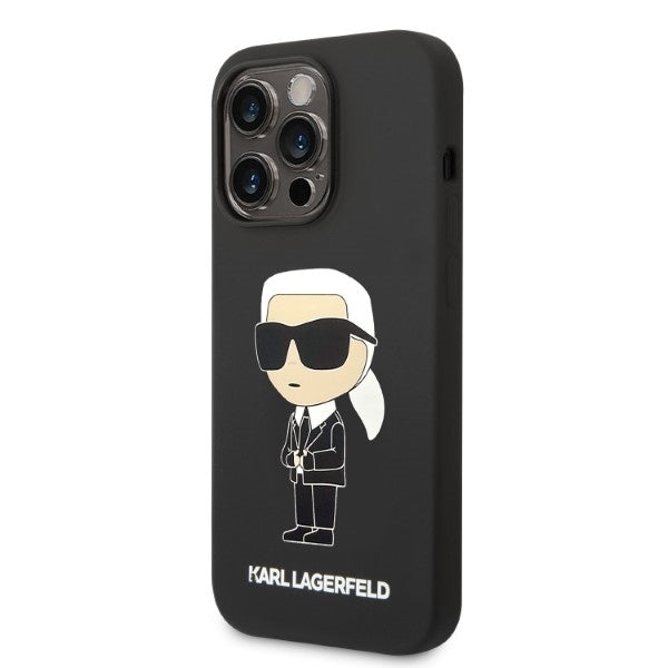 Futrola MagSafe za Apple iPhone 14 Pro Max, Karl Lagerfeld, Silikonska Ikonik Karl, Crna