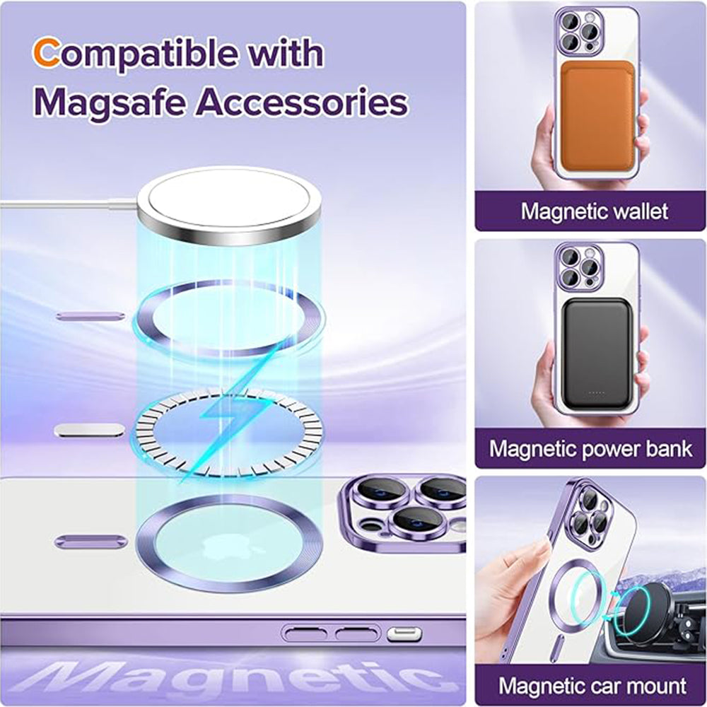 MagSafe futrola za Apple iPhone 14 Pro Max, Techsuit, Luxury Crystal, Svijetlo Ljubičasta