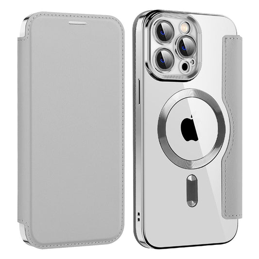 MagSafe futrola za Apple iPhone 14 Pro Max, Techsuit, SmartMag Book, Siva