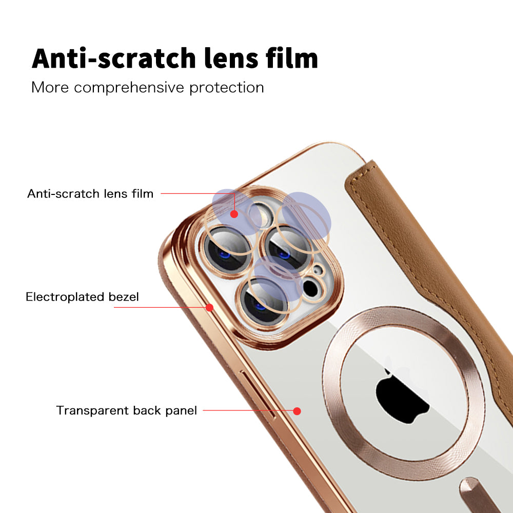MagSafe futrola za Apple iPhone 14 Pro Max, Techsuit, SmartMag Book, Smeđa