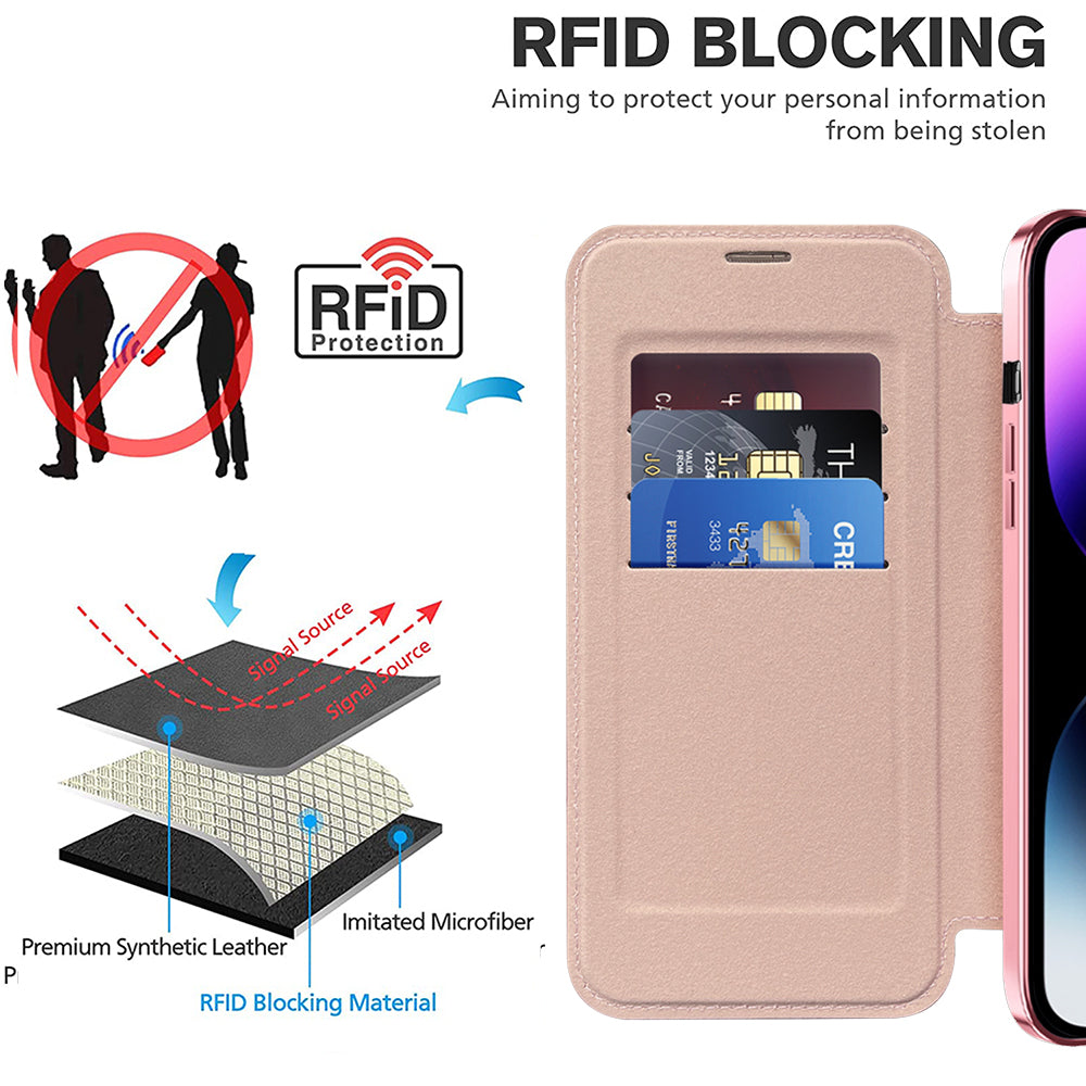 MagSafe futrola za Apple iPhone 14 Pro Max, Techsuit, SmartMag Book, Roza