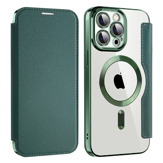 MagSafe futrola za Apple iPhone 14 Pro Max, Techsuit, SmartMag Book, Zelena
