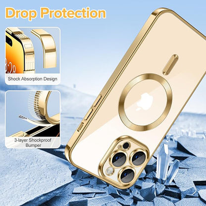 MagSafe futrola za Apple iPhone 14 Pro, Techsuit, Luxury Crystal, Zlatna