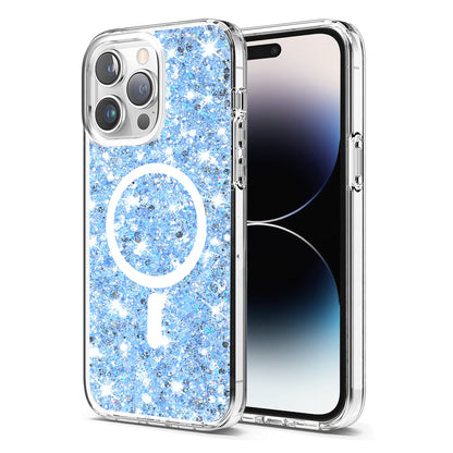 MagSafe maska za Apple iPhone 14 Pro, Techsuit, Sparkly Glitter, Plava