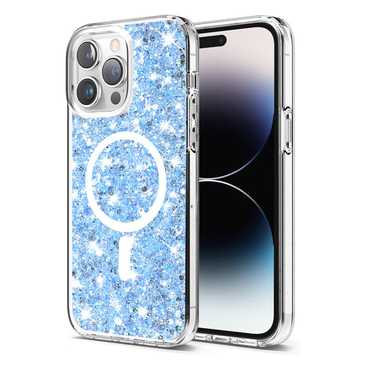 MagSafe maska za Apple iPhone 14 Pro, Techsuit, Sparkly Glitter, Plava