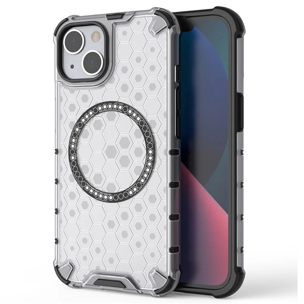 MagSafe maska za Apple iPhone 14, Techsuit, HoneyComb Shield, Bijela