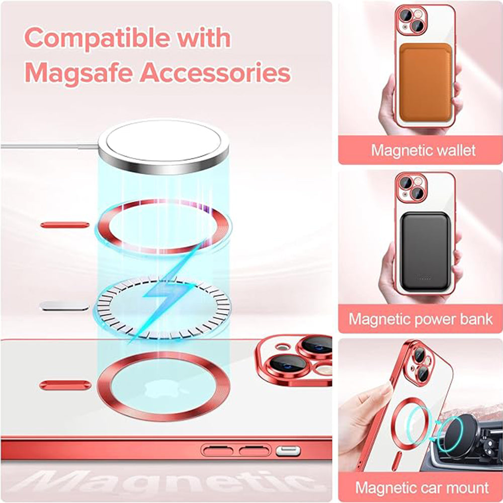 MagSafe futrola za Apple iPhone 14, Techsuit, Luxury Crystal, Crvena