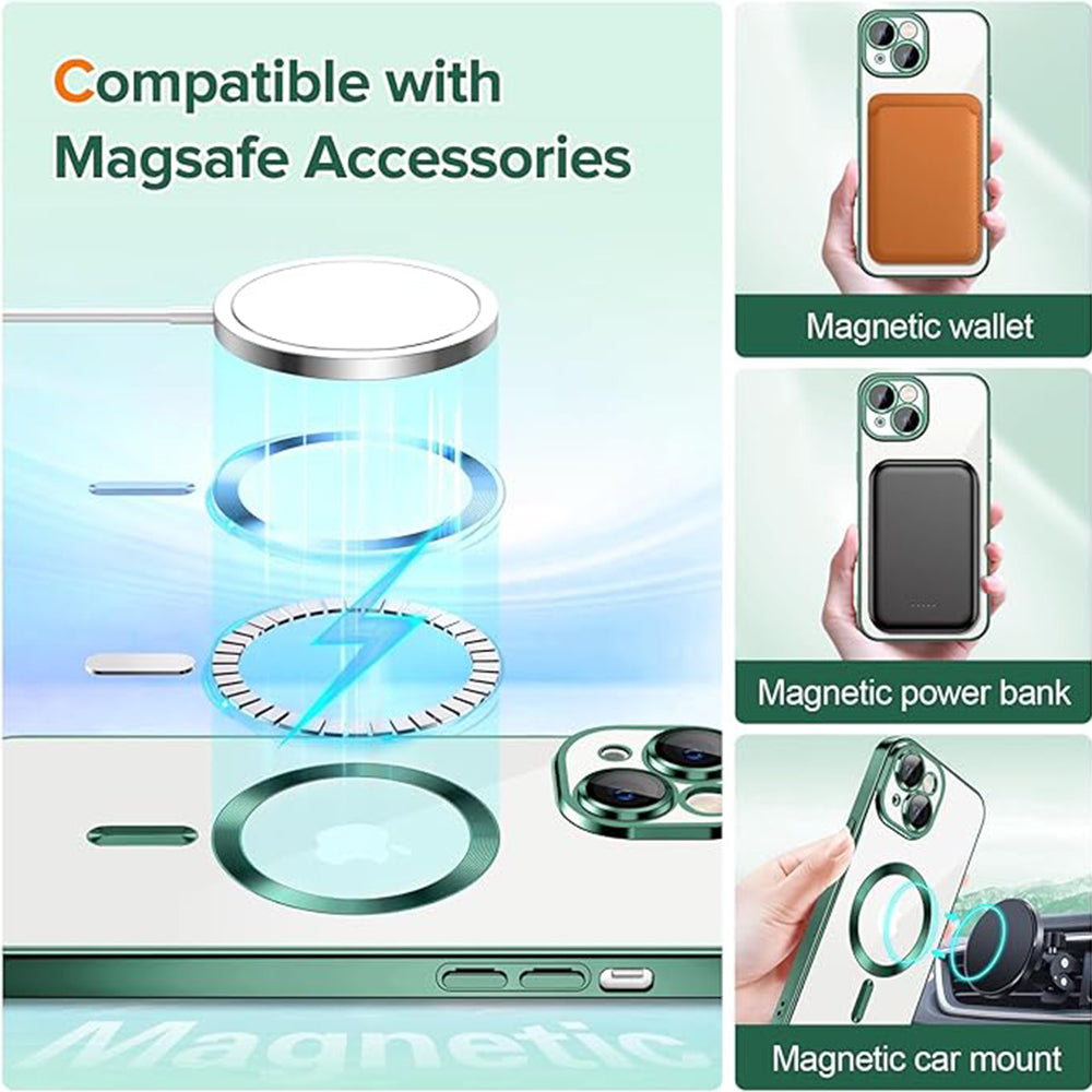 MagSafe futrola za Apple iPhone 14, Techsuit, Luxury Crystal, Tamno Zelena