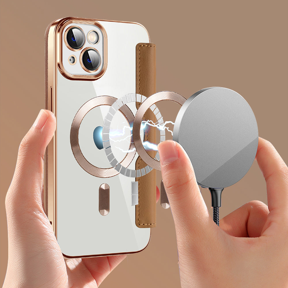 MagSafe futrola za Apple iPhone 14, Techsuit, SmartMag Book, Smeđa