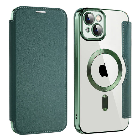 MagSafe futrola za Apple iPhone 14, Techsuit, SmartMag Book, Zelena