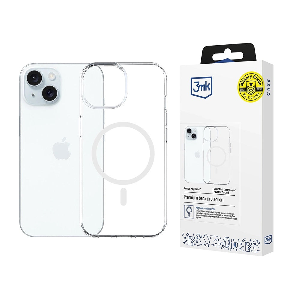MagSafe futrola za Apple iPhone 15, 3MK, Armor MagCase, Prozirna