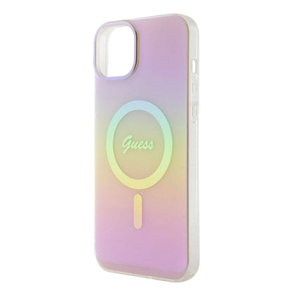 MagSafe futrola za Apple iPhone 15, Guess, IML Iridescent Script, Roza GUHMP15SHITSP