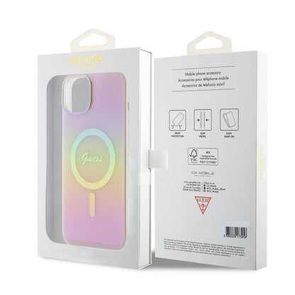 MagSafe futrola za Apple iPhone 15, Guess, IML Iridescent Script, Roza GUHMP15SHITSP