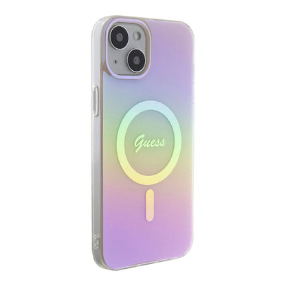 MagSafe futrola za Apple iPhone 15, Guess, IML Iridescent Script, Roza GUHMP15SHITSP