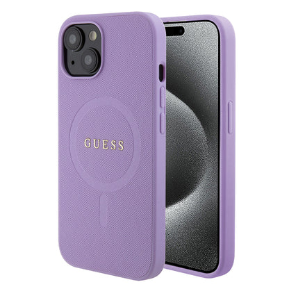 Futrola MagSafe za Apple iPhone 15, Guess, Saffiano, Ljubičasta