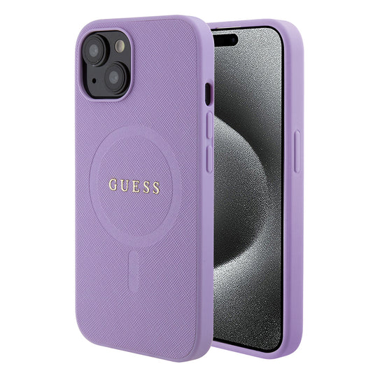 Futrola MagSafe za Apple iPhone 15, Guess, Saffiano, Ljubičasta