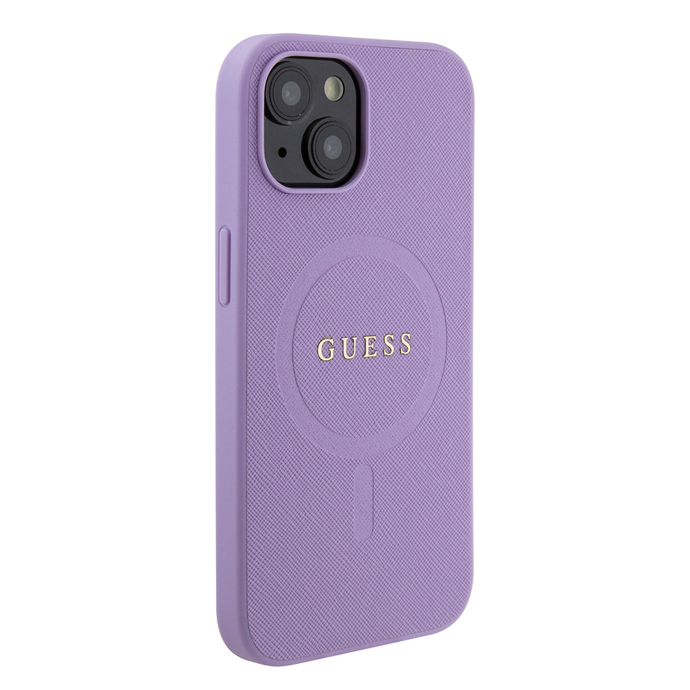 Futrola MagSafe za Apple iPhone 15, Guess, Saffiano, Ljubičasta