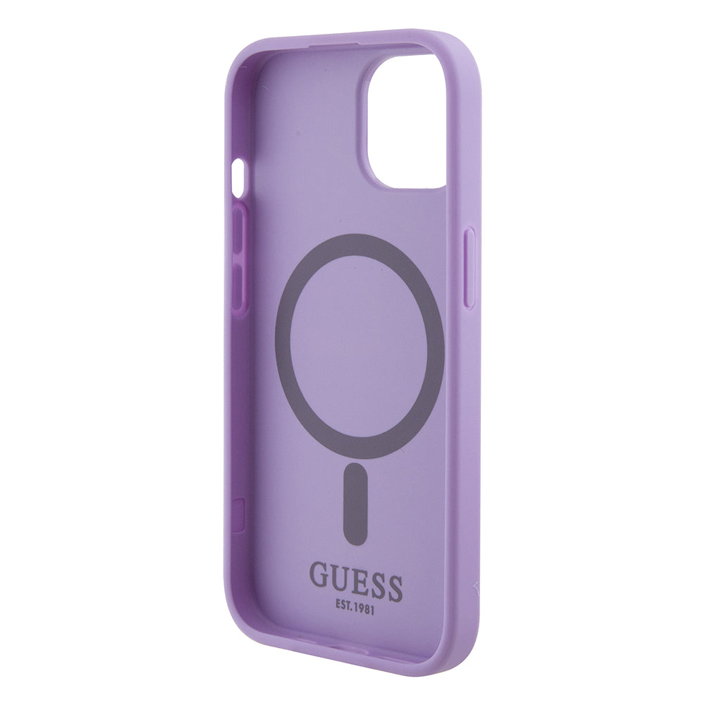 Futrola MagSafe za Apple iPhone 15, Guess, Saffiano, Ljubičasta
