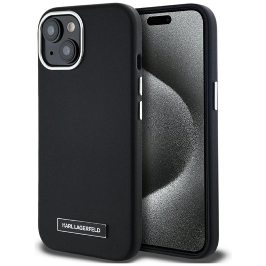 Futrola MagSafe za Apple iPhone 15, Karl Lagerfeld, FW Metal Plate, Crna