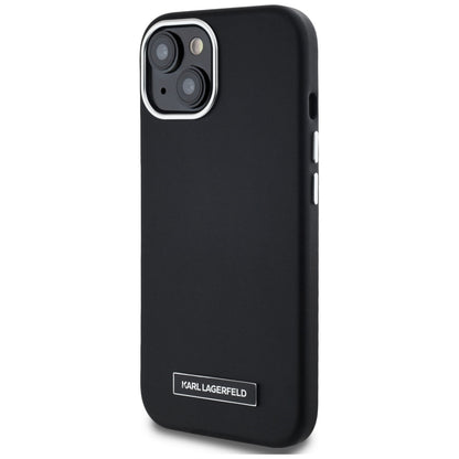Futrola MagSafe za Apple iPhone 15, Karl Lagerfeld, FW Metal Plate, Crna