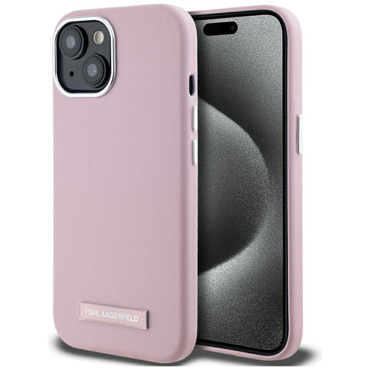 Futrola MagSafe za Apple iPhone 15, Karl Lagerfeld, FW Metal Plate, Roza
