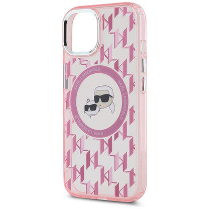 MagSafe futrola za Apple iPhone 15, Karl Lagerfeld, IML Monogram Karl & Choupette's Heads, Roza