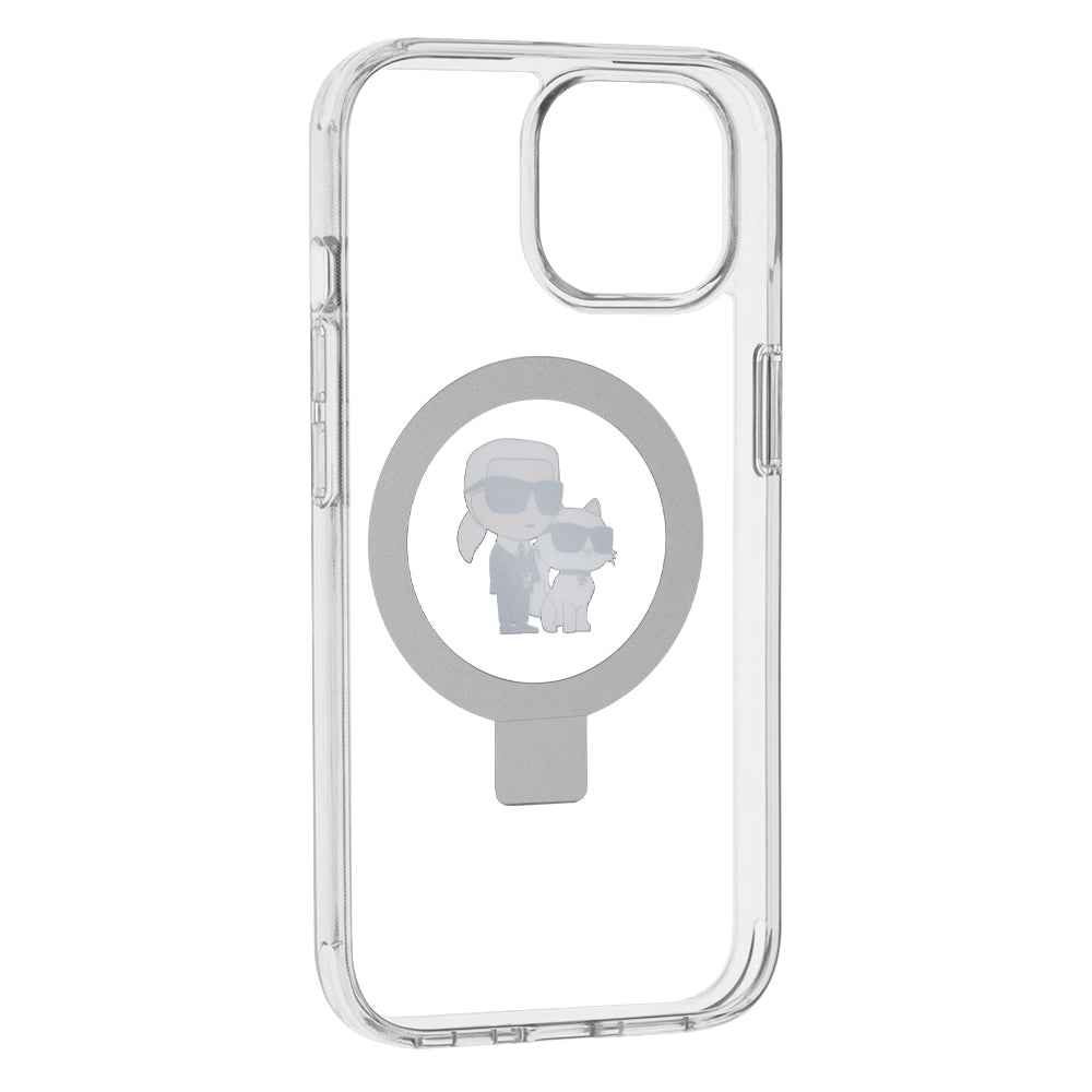Futrola MagSafe za Apple iPhone 15, Karl Lagerfeld, Ring Stand Karl & Choupette, Bijela