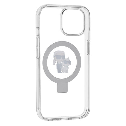 Futrola MagSafe za Apple iPhone 15, Karl Lagerfeld, Ring Stand Karl & Choupette, Bijela