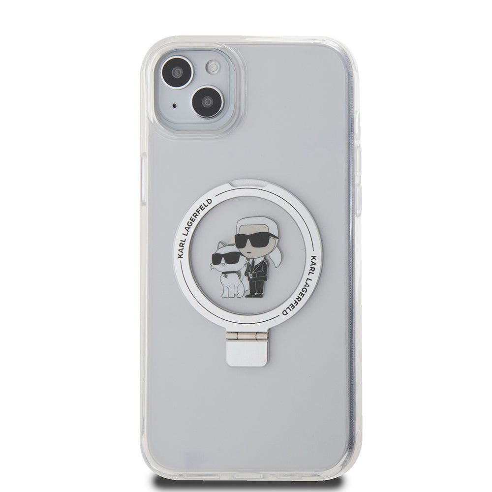 MagSafe futrola za Apple iPhone 15 Plus, Karl Lagerfeld, Ringstand Karl and Choupette, Bijela