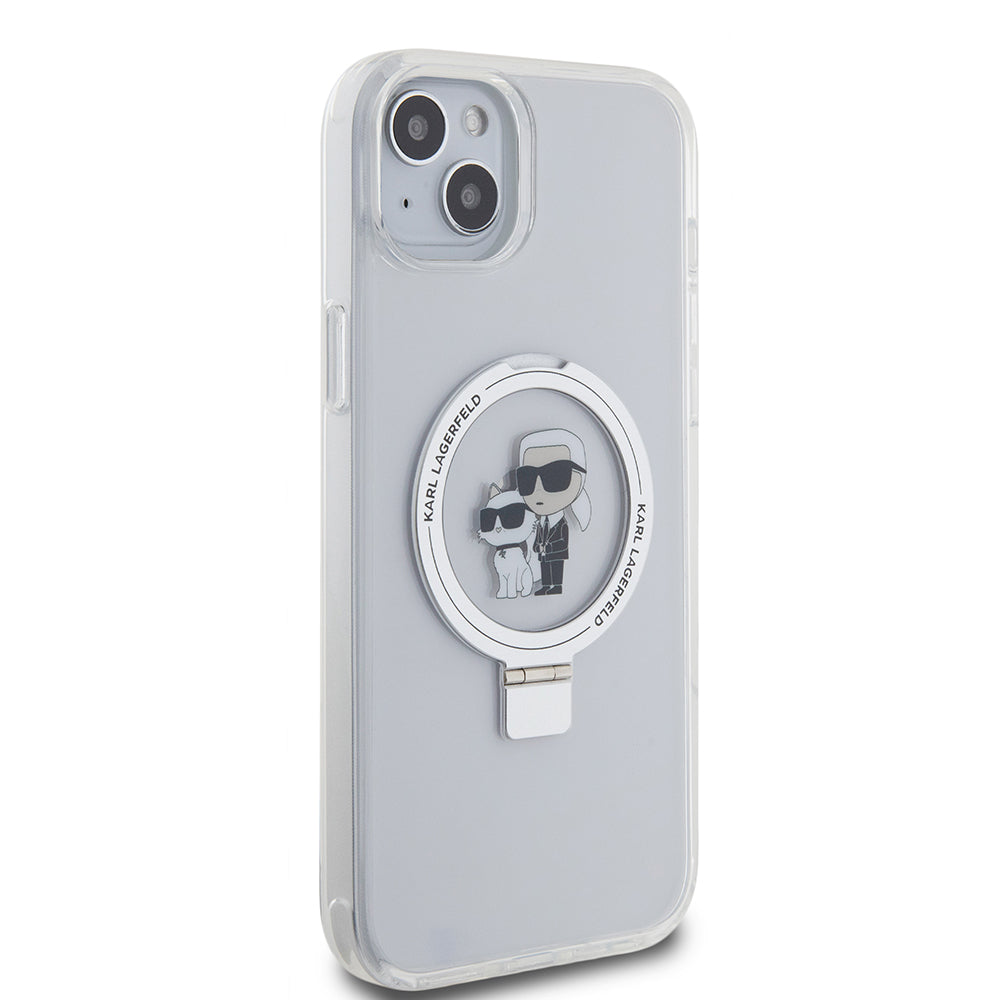MagSafe futrola za Apple iPhone 15 Plus, Karl Lagerfeld, Ringstand Karl and Choupette, Bijela