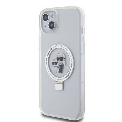 MagSafe futrola za Apple iPhone 15 Plus, Karl Lagerfeld, Ringstand Karl and Choupette, Bijela