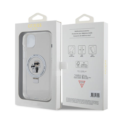 MagSafe futrola za Apple iPhone 15 Plus, Karl Lagerfeld, Ringstand Karl and Choupette, Bijela