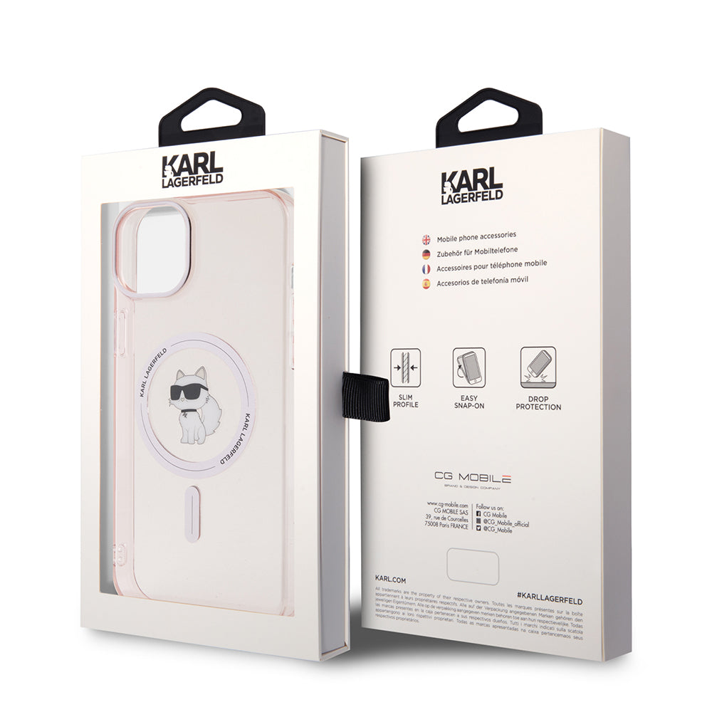 Futrola MagSafe za Apple iPhone 15 Plus / 14 Plus, Karl Lagerfeld, IML Choupette, Roza
