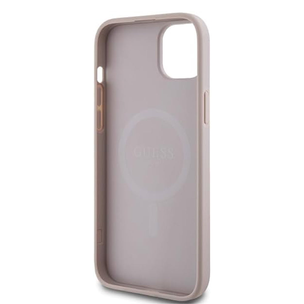Futrola MagSafe za Apple iPhone 15 Plus, Guess, 4G Collection, Roza