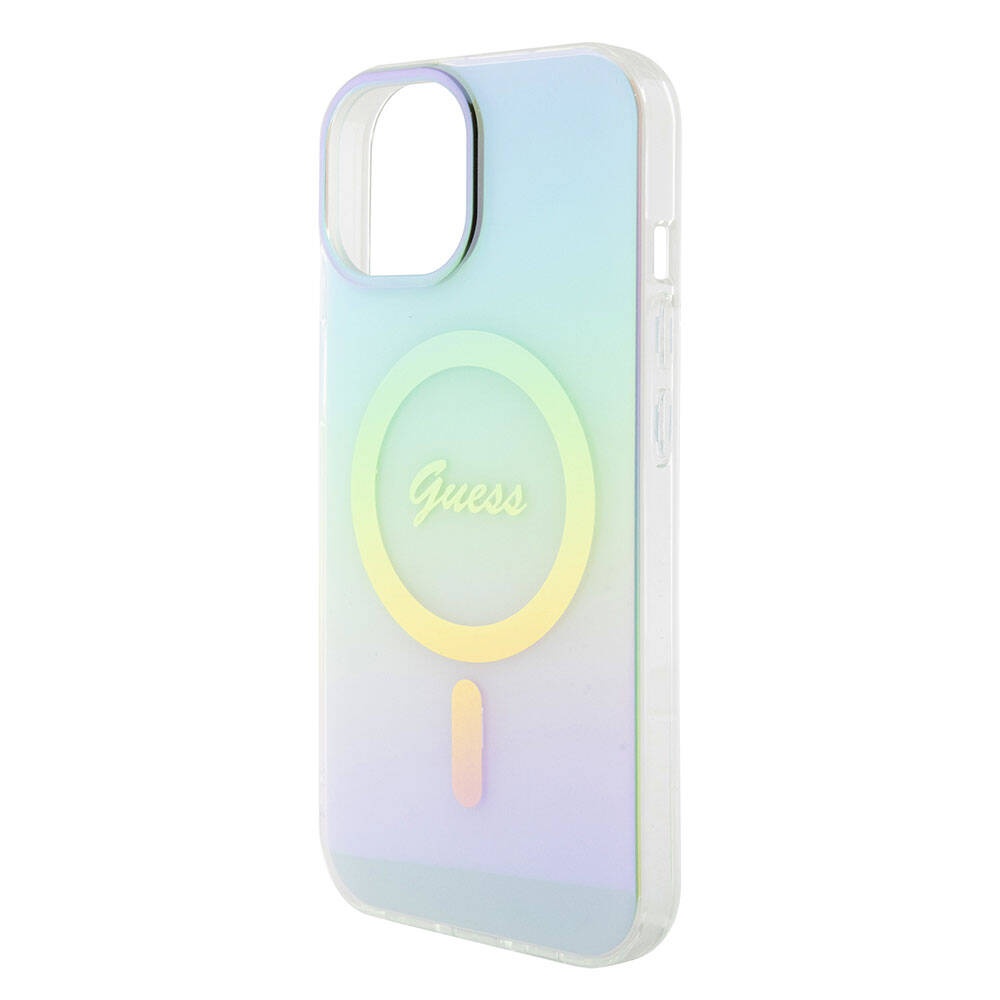 MagSafe futrola za Apple iPhone 15 Plus, Guess, IML Iridescent, Tirkizna