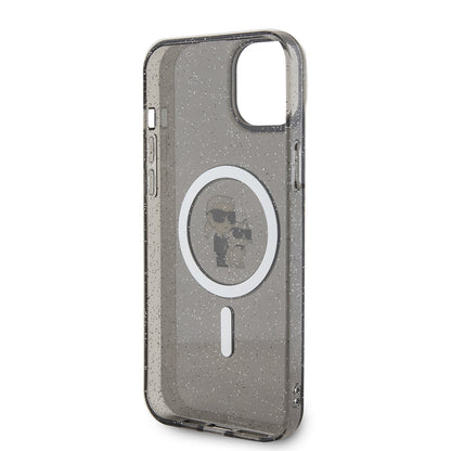 Futrola MagSafe za Apple iPhone 15 Plus, Karl Lagerfeld, Glitter, Crna
