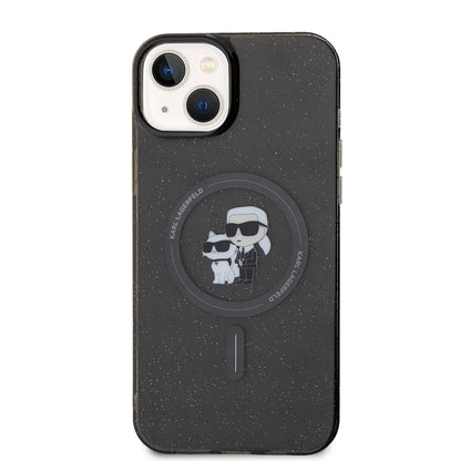 Futrola MagSafe za Apple iPhone 15 Plus, Karl Lagerfeld, Glitter, Crna