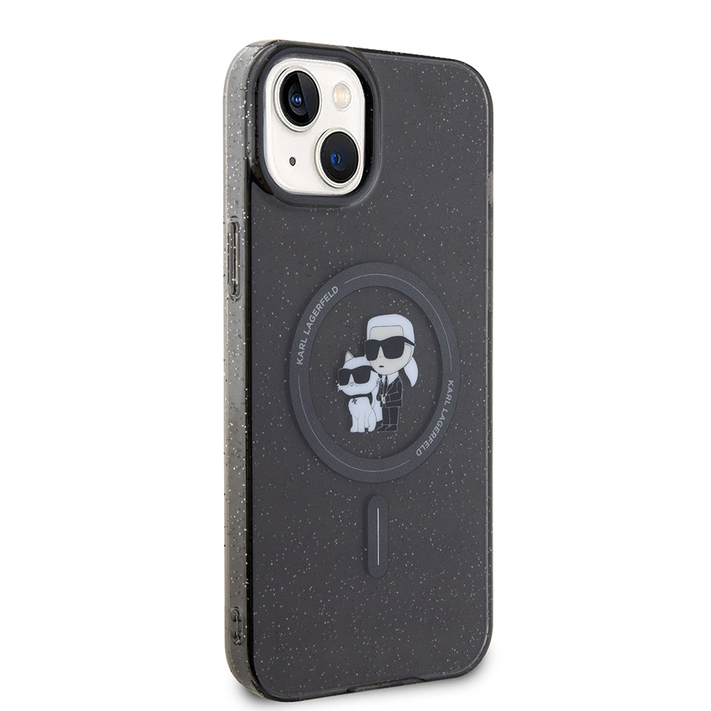 Futrola MagSafe za Apple iPhone 15 Plus, Karl Lagerfeld, Glitter, Crna