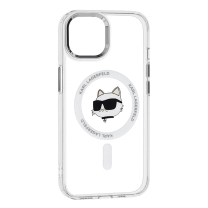 Husa MagSafe za Apple iPhone 15 Plus, Karl Lagerfeld, IML Metal Choupette's Head, Bijela