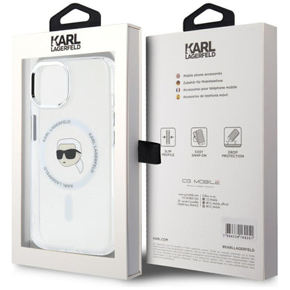 MagSafe futrola za Apple iPhone 15 Plus, Karl Lagerfeld, IML Metal Karl's Head, Bijela