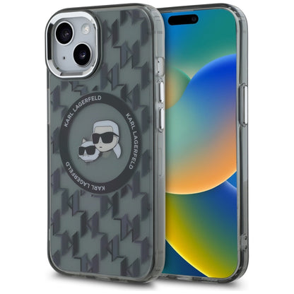 Futrola MagSafe za Apple iPhone 15 Plus, Karl Lagerfeld, IML Monogram Karl & Choupette's Heads, Crna
