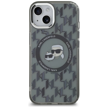 Futrola MagSafe za Apple iPhone 15 Plus, Karl Lagerfeld, IML Monogram Karl & Choupette's Heads, Crna