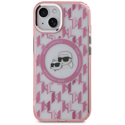 Futrola MagSafe za Apple iPhone 15 Plus, Karl Lagerfeld, IML Monogram Karl & Choupette's Heads, Roza