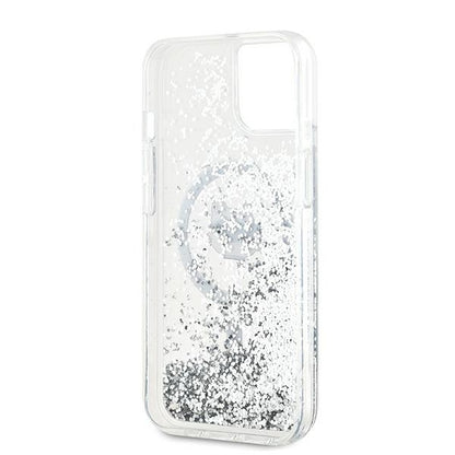Husa MagSafe za Apple iPhone 15 Plus, Karl Lagerfeld, Liquid Glitter Choupette's Head, Prozirna