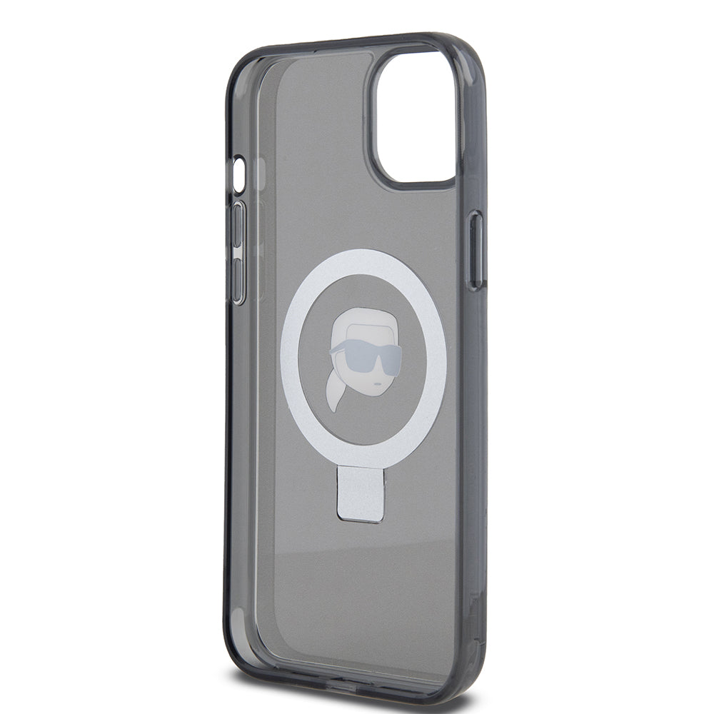 Futrola MagSafe za Apple iPhone 15 Plus, Karl Lagerfeld, Ring Stand Karl's Head, Crna